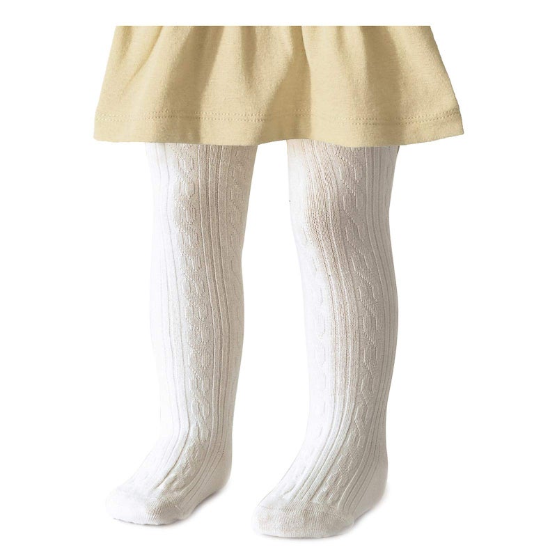 Namektch Baby Girls Tights, Seamless Knit Cotton Leggings Pants Infant Toddler Girl Stockings (White, 1-2 Years) - Image 1